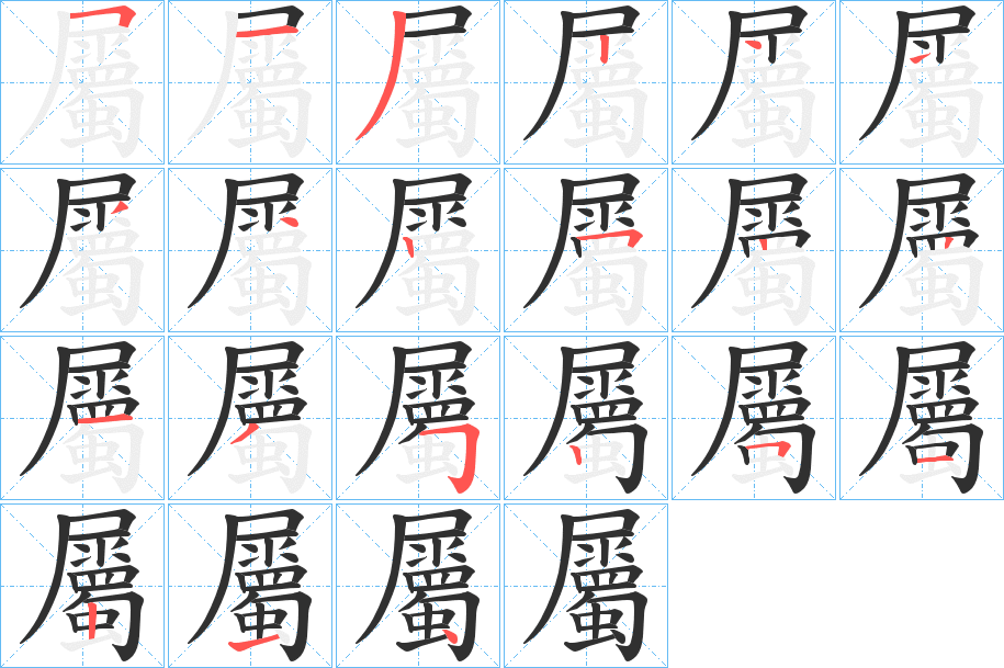 屬的笔顺分步演示图