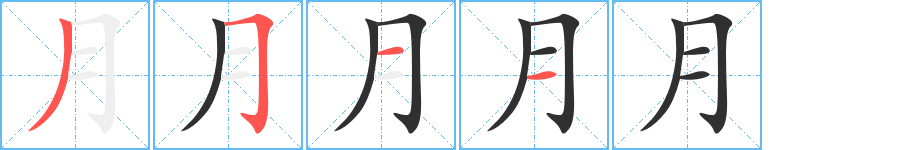 月的笔顺分步演示图