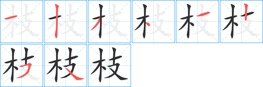 枝的笔顺分步演示图