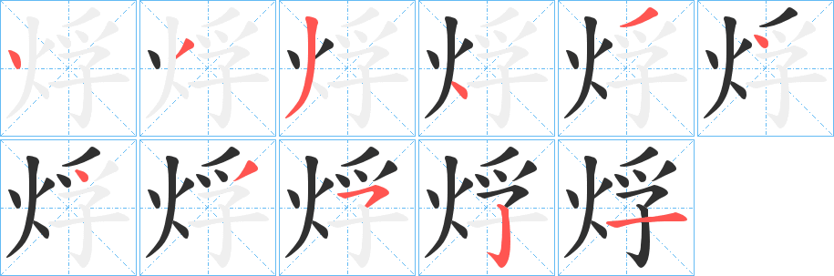 烰的笔顺分步演示图