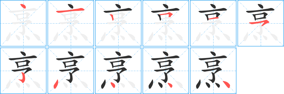 烹的笔顺分步演示图