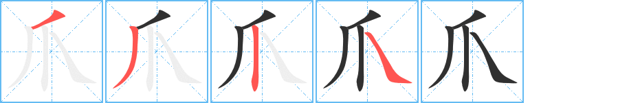 爪的笔顺分步演示图