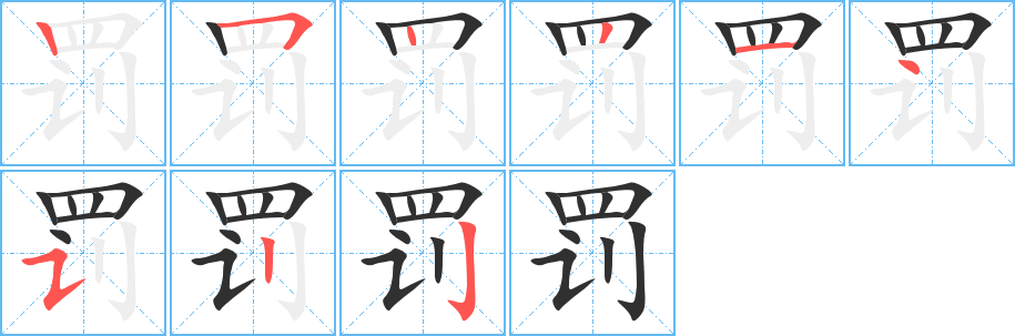 罚的笔顺分步演示图