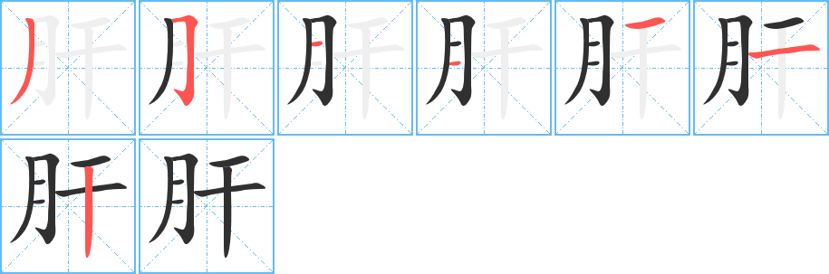 肝的笔顺分步演示图