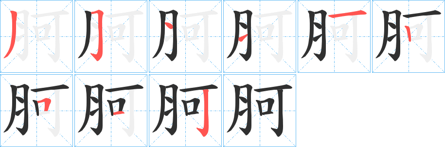 胢的笔顺分步演示图