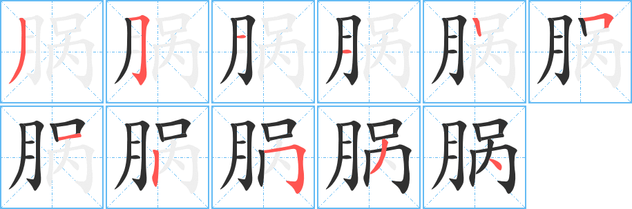 脶的笔顺分步演示图