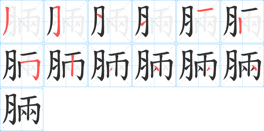 脼的笔顺分步演示图