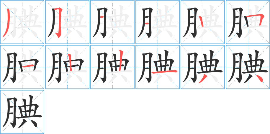 腆的笔顺分步演示图