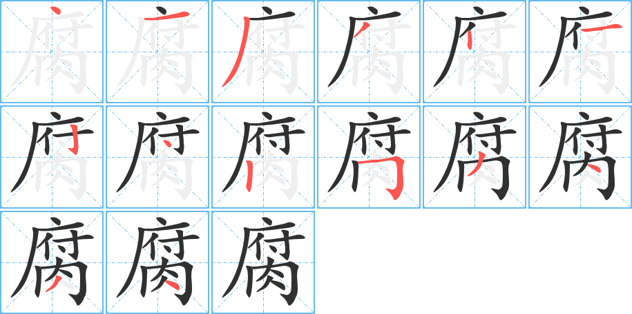 腐的笔顺分步演示图