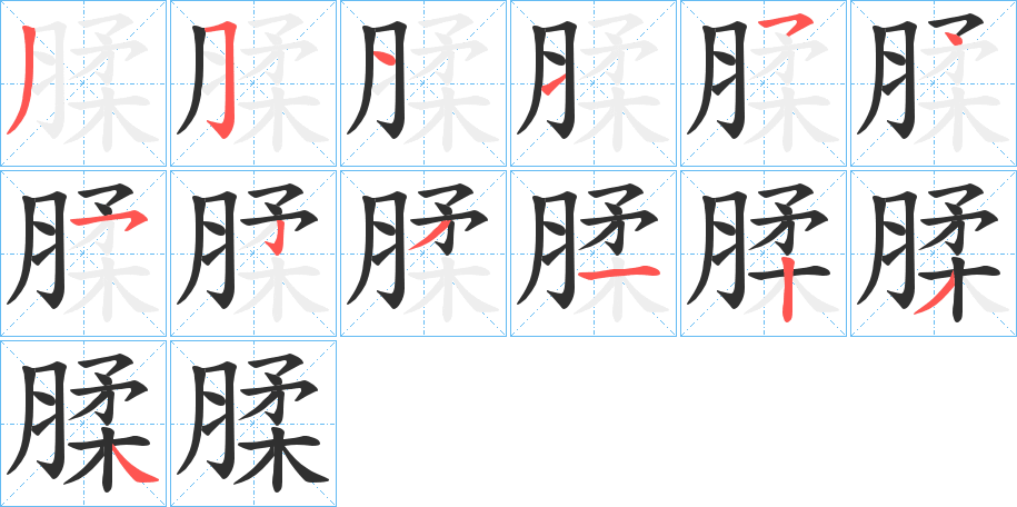 腬的笔顺分步演示图