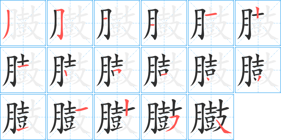 臌的笔顺分步演示图