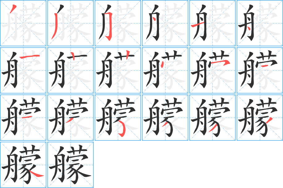 艨的笔顺分步演示图