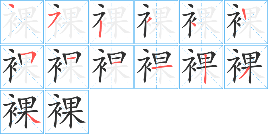 裸的笔顺分步演示图