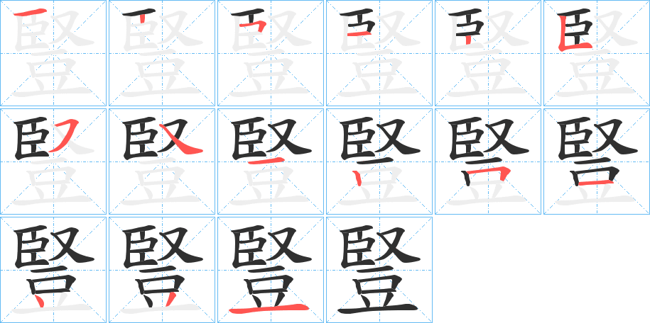 豎的笔顺分步演示图