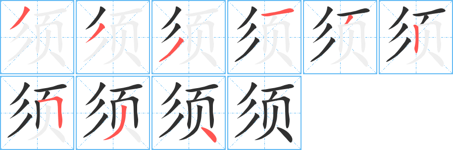 须的笔顺分步演示图