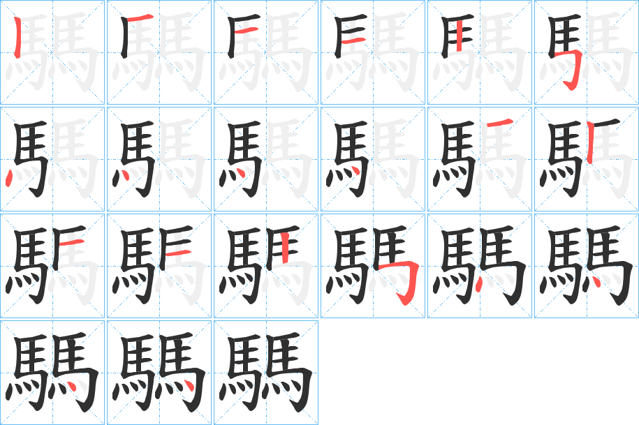 騳的笔顺分步演示图