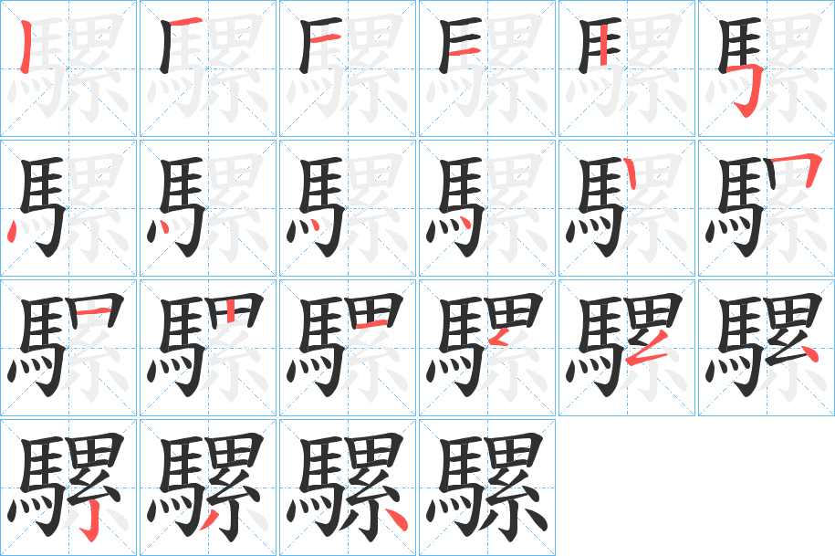 騾的笔顺分步演示图