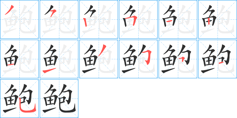 鲍的笔顺分步演示图