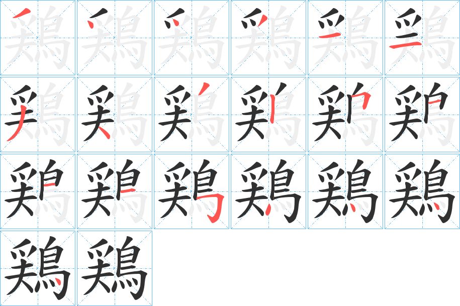 鶏的笔顺分步演示图