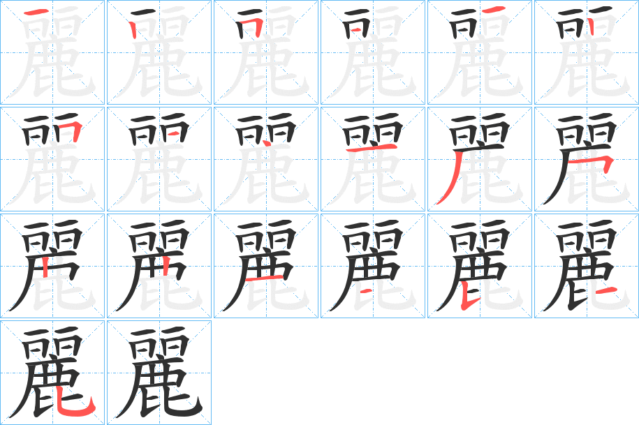 麗的笔顺分步演示图